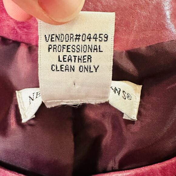 Newport News Vintage Purple Classic Leather All Season Lined Jacket Women's 16 - Picture 4 of 5